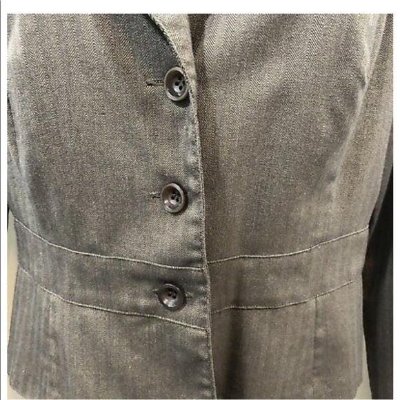 M.K.M. Designs Women’s M Work Blazer Gray/Tan Jacket Button Down Long Sleeves - Picture 4 of 8